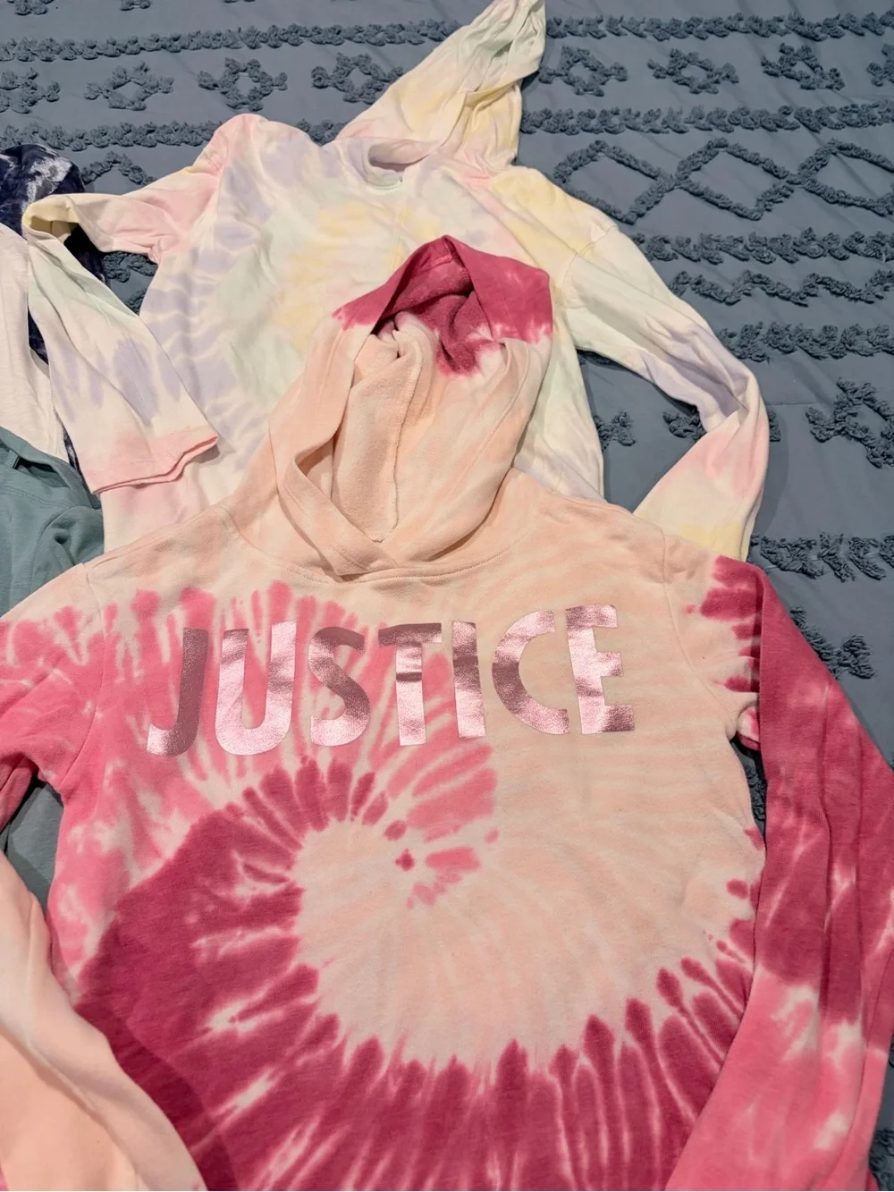 Girls Size 10 Long Sleeve Top & Hoodie Bundle Justice SO Tie Dye 4 Pc